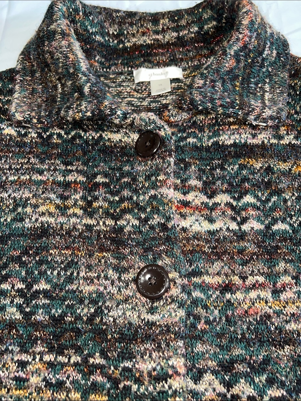 C J Banks Multicolor Marled Button Cardigan in Fall Colors